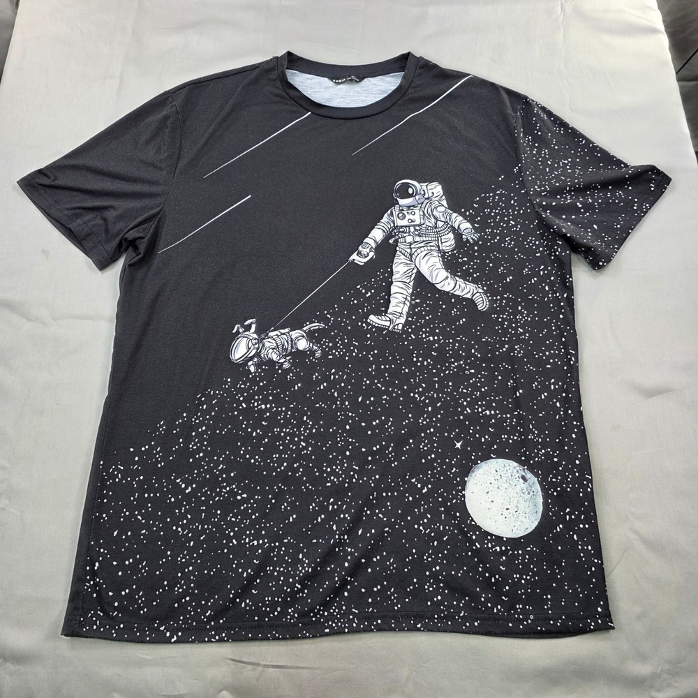 SHEIN Astronaut Dog Graphic‎ T-Shirt Space Print Crew Neck Short Sleeve Large